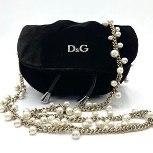 D&G Black Mini Bag with Pearl Chain